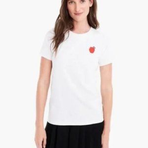J. Crew T-Shirt Top The Big Apple NYC White Embroidered Short Sleeve Item L1488